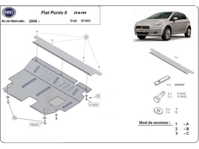 Stalowa Osłona pod silnik Fiat Punto 