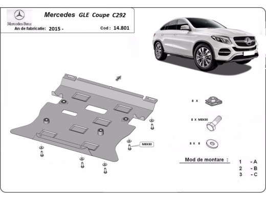 Stalowa Osłona pod silnik Mercedes GLE Coupe C292