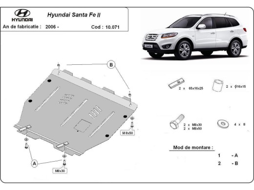 Stalowa Osłona pod silnik Hyundai Santa Fe