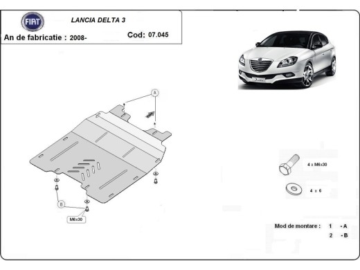 Stalowa Osłona pod silnik Lancia Delta 3