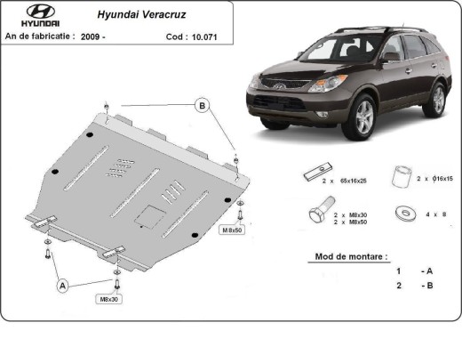 Stalowa Osłona pod silnik Hyundai Veracruz