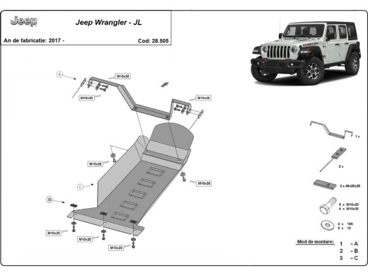 Stalowa Osłona pod silnik Jeep Wrangler - JL