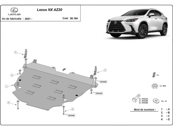 Stalowa Osłona pod silnik Lexus NX AZ20