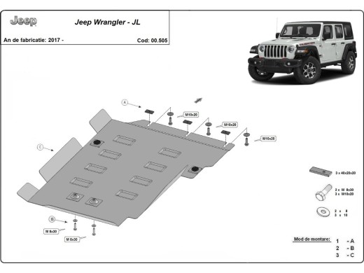 Stalowa Osłona skrzyni biegów Jeep Wrangler - JL