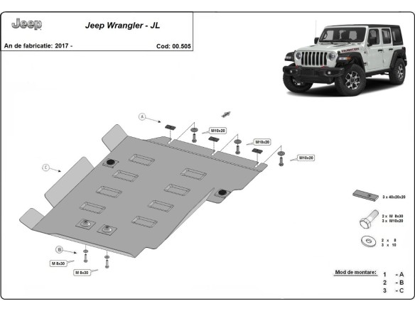 Stalowa Osłona skrzyni biegów Jeep Wrangler - JL