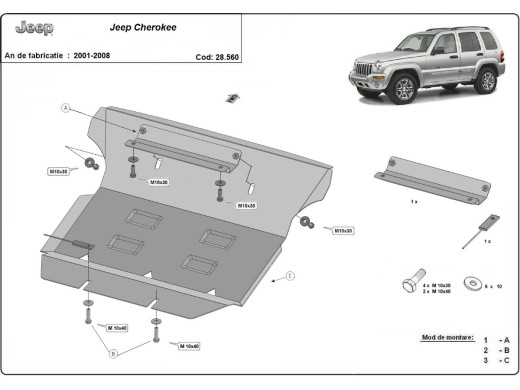 Stalowa Osłona pod silnik Jeep Cherokee - KJ