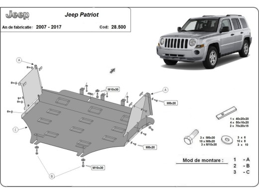 Stalowa Osłona pod silnik Jeep Patriot