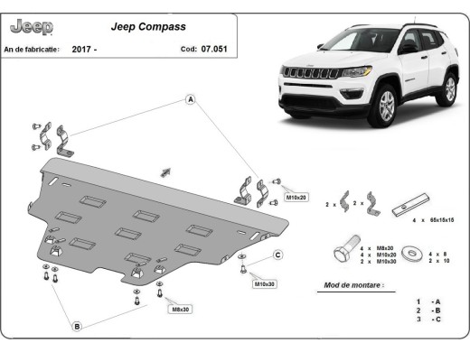 Stalowa Osłona pod silnik Jeep Compass