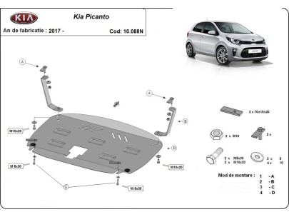 Stalowa Osłona pod silnik Kia Picanto