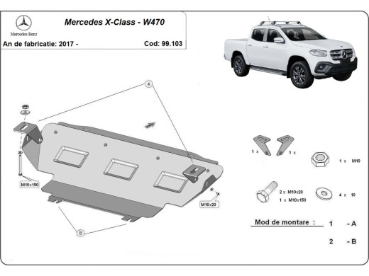 Stalowa Osłona chłodnicy Mercedes X-Class W470