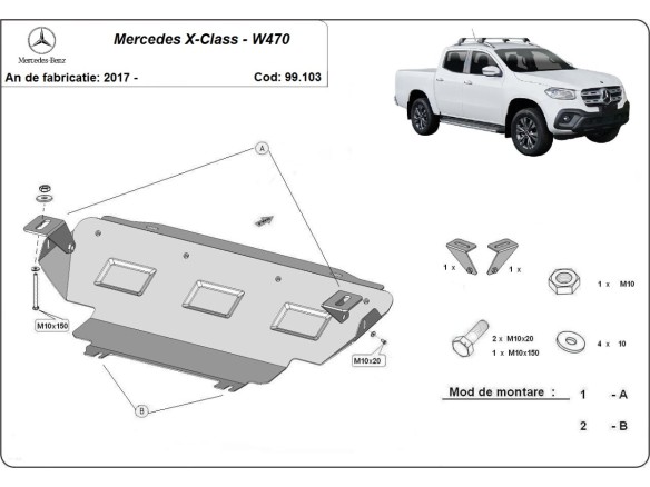 Stalowa Osłona chłodnicy Mercedes X-Class W470