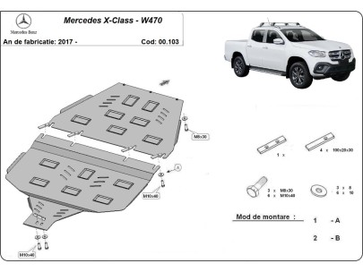 Stalowa Osłona skrzyni biegów i osłonę skrzynki rozdzielczej Mercedes X-Class W470