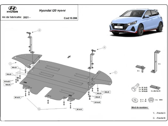Stalowa Osłona pod silnik Hyundai i20 Hybrid