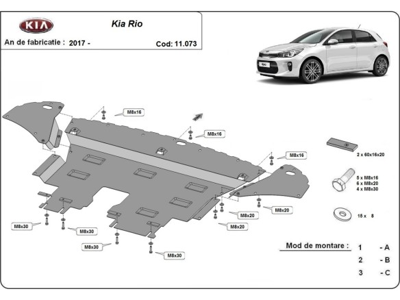 Stalowa Osłona pod silnik Kia Rio 4