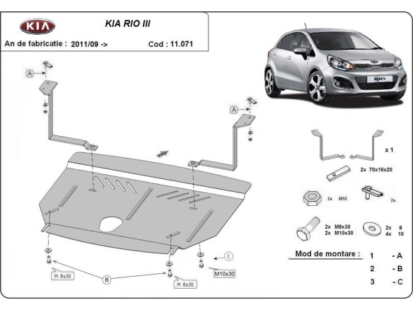 Stalowa Osłona pod silnik Kia Rio 3