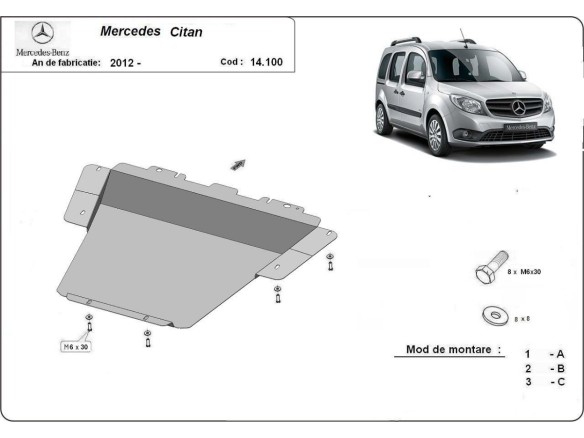 Stalowa Osłona pod silnik Mercedes Citan W415