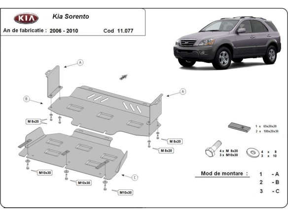 Stalowa Osłona pod silnik Kia Sorento