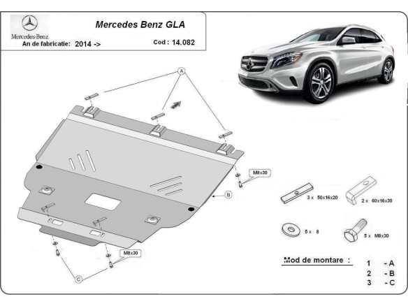 Stalowa Osłona pod silnik Mercedes GLA X156