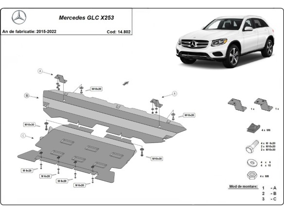 Stalowa Osłona pod silnik Mercedes GLC X253