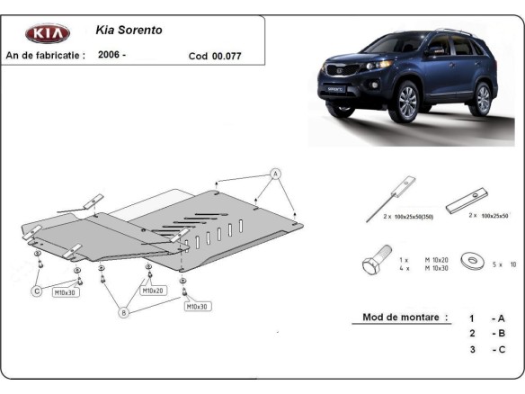 Stalowa Osłona skrzyni biegów i reduktora Kia Sorento