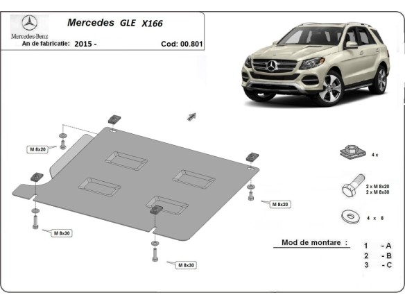 Stalowa Osłona skrzyni biegów Mercedes GLE X166