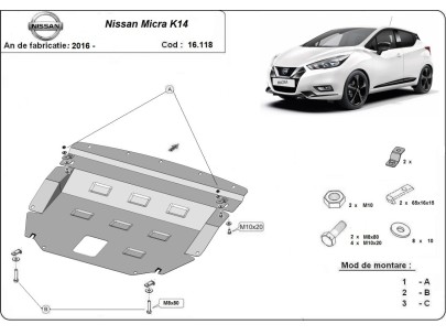 Stalowa Osłona pod silnik Nissan Micra