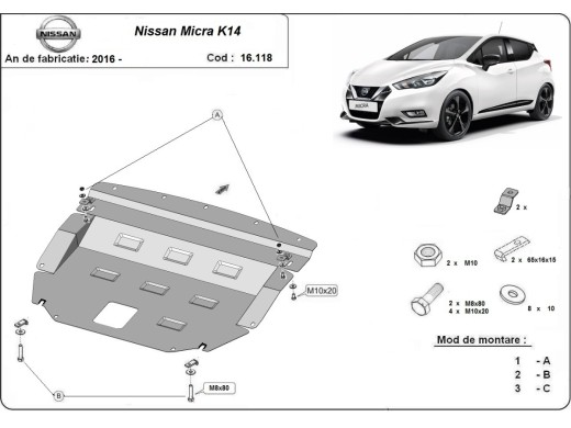 Stalowa Osłona pod silnik Nissan Micra