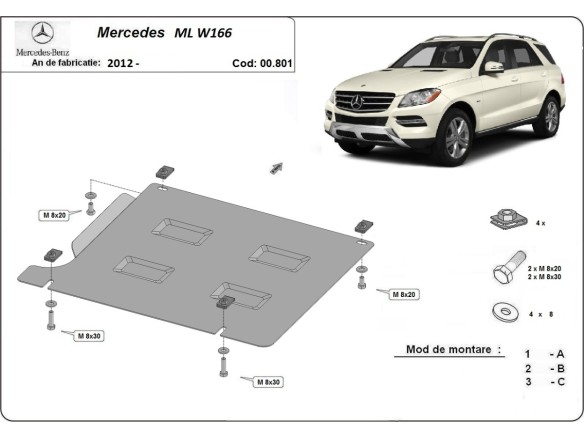 Stalowa Osłona skrzyni biegów Mercedes ML W166