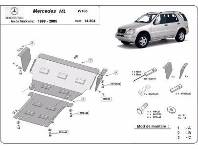 Stalowa Osłona pod silnik Mercedes ML W163