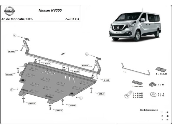Stalowa Osłona pod silnik Nissan NV300