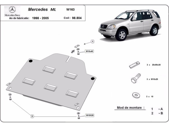 Stalowa Osłona dyferencjału Mercedes ML W163