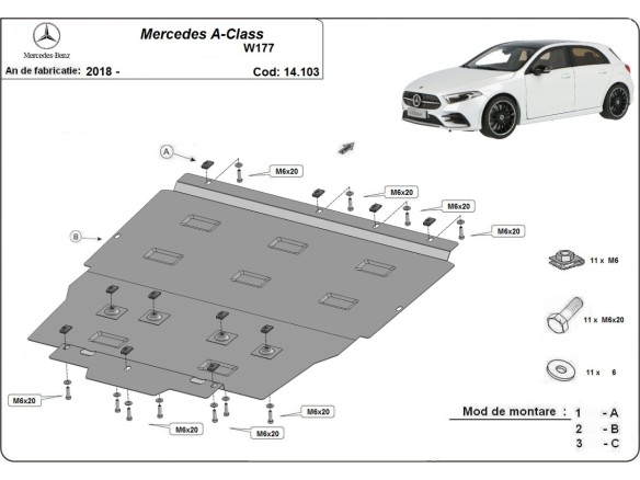 Stalowa Osłona pod silnik Mercedes A-Class W177