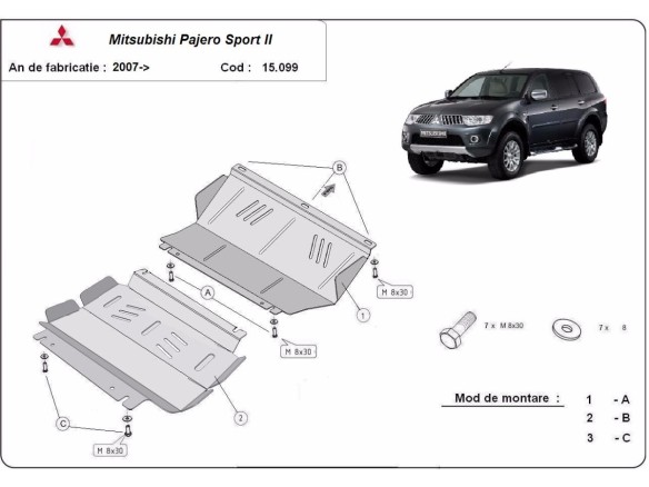Stalowa Osłona pod silnik Mitsubishi Pajero Sport 2