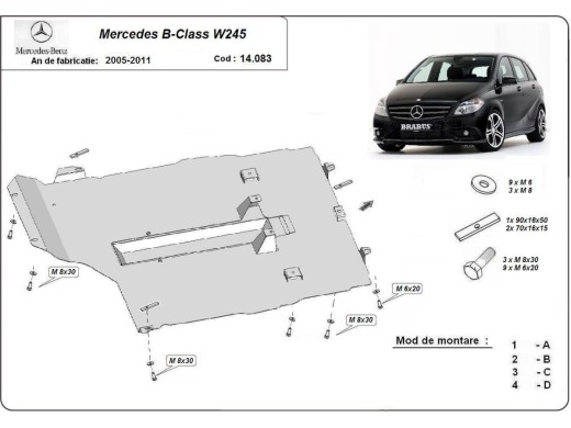 Stalowa Osłona pod silnik Mercedes B-Class W245