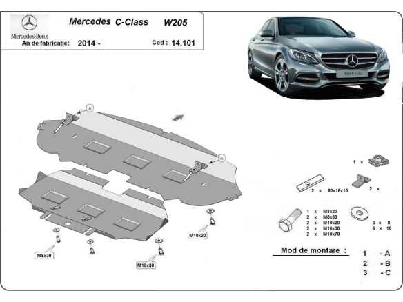 Stalowa Osłona pod silnik Mercedes C-Class W205