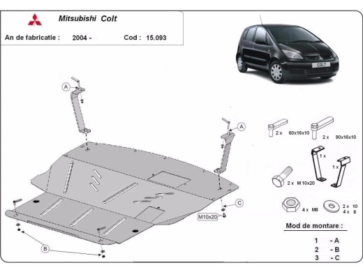 Stalowa Osłona pod silnik Mitsubishi Colt