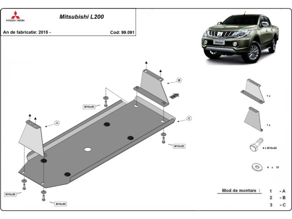 Stalowa Osłona zbiornika paliwa Mitsubishi L 200