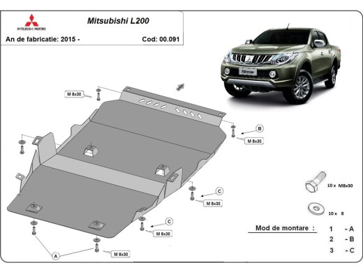 Stalowa Osłona pod silnik Mitsubishi L200