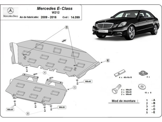 Stalowa Osłona pod silnik Mercedes E-Classe W212