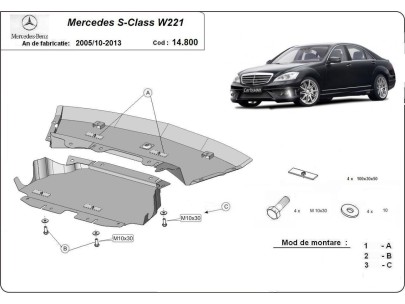 Stalowa Osłona pod silnik Mercedes S-Classe W221 - 4x2