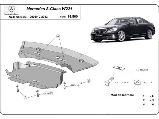 Stalowa Osłona pod silnik Mercedes S-Classe W221 - 4x2