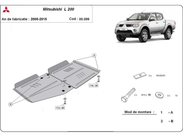 Stalowa Osłona skrzyni biegów Mitsubishi L 200