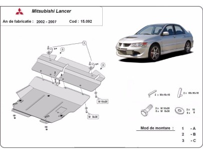 Stalowa Osłona pod silnik Mitsubishi Lancer