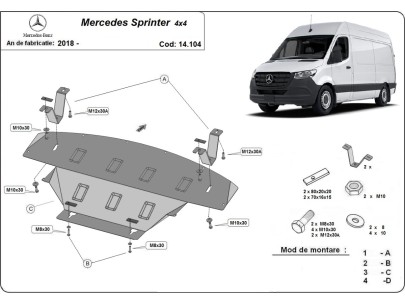 Stalowa Osłona pod silnik Mercedes Sprinter 907 4x4