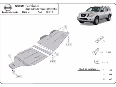 Stalowa Osłona skrzyni biegów i reduktora Nissan Pathfinder