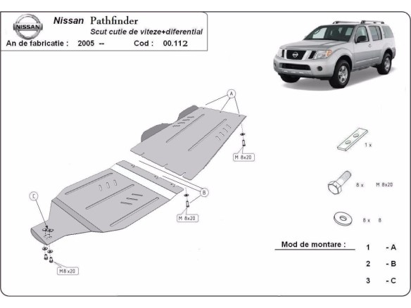 Stalowa Osłona skrzyni biegów i reduktora Nissan Pathfinder