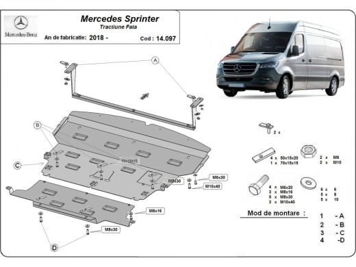 Stalowa Osłona pod silnik Mercedes Sprinter-FWD