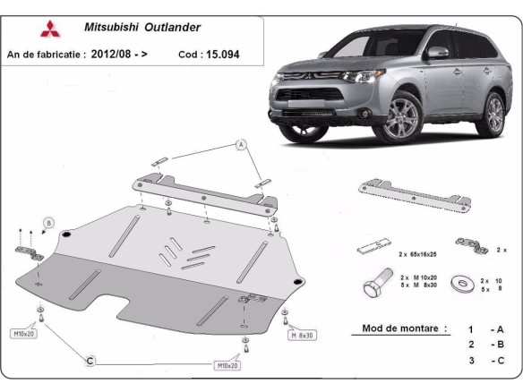 Stalowa Osłona pod silnik Mitsubishi Outlander