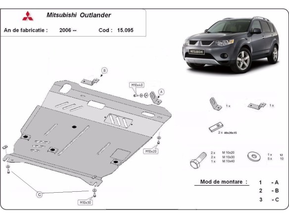 Stalowa Osłona pod silnik Mitsubishi Outlander