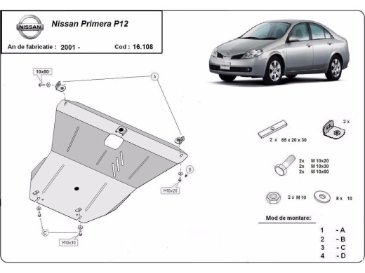 Stalowa Osłona pod silnik Nissan Primera P12